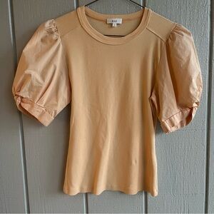 A.L.C. Casey Mixed Media Puff Sleeve Top Apricot Orange Size S
